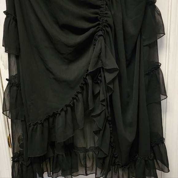Black ruffled gypsy adjustable tiered Maxi Skirt - Picture 6 of 6